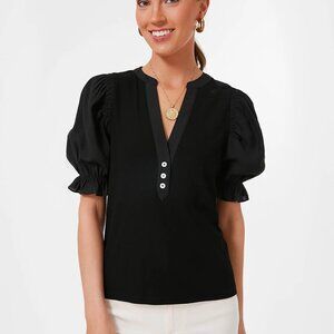 Pomander Place - Black Livia Puff Sleeve Top - Tuckernuck